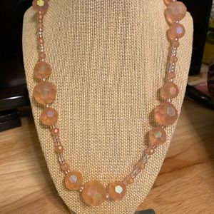 Women Pink necklace acrylic and glass bead